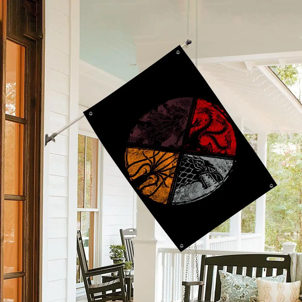 H-House Targaryen Flags No-installation Foldable Flag, Personalized Logo Banner for Dorm, Outdoor Picnics, Balconies