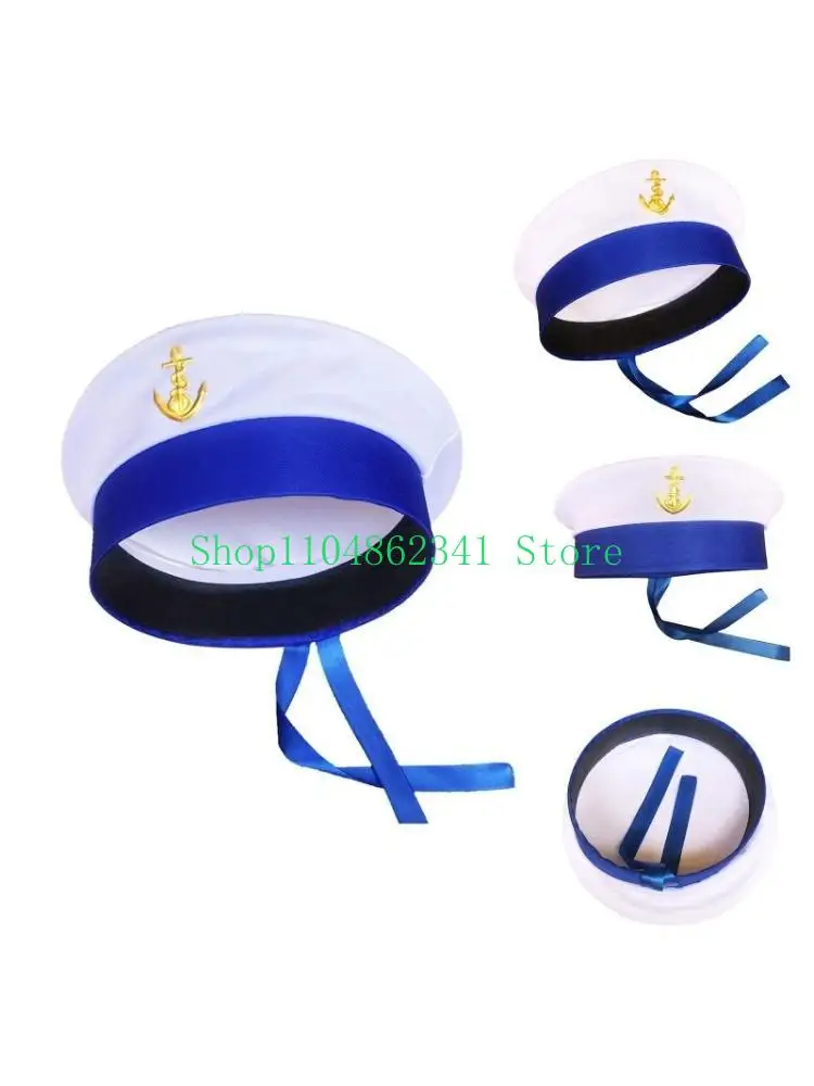 652F Sailor Hat Sailor Captain Costume Sailor Cap Men Yacht Captain Hat Marine Hat Funny Party Hats Costume Accessories