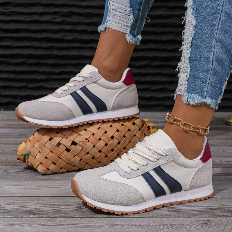 Faux Suede Women's Sneakers brand Shoes Summer Trend Casual Platform Sneakers Female New Striped Large Vulcanized Shoes Comfort