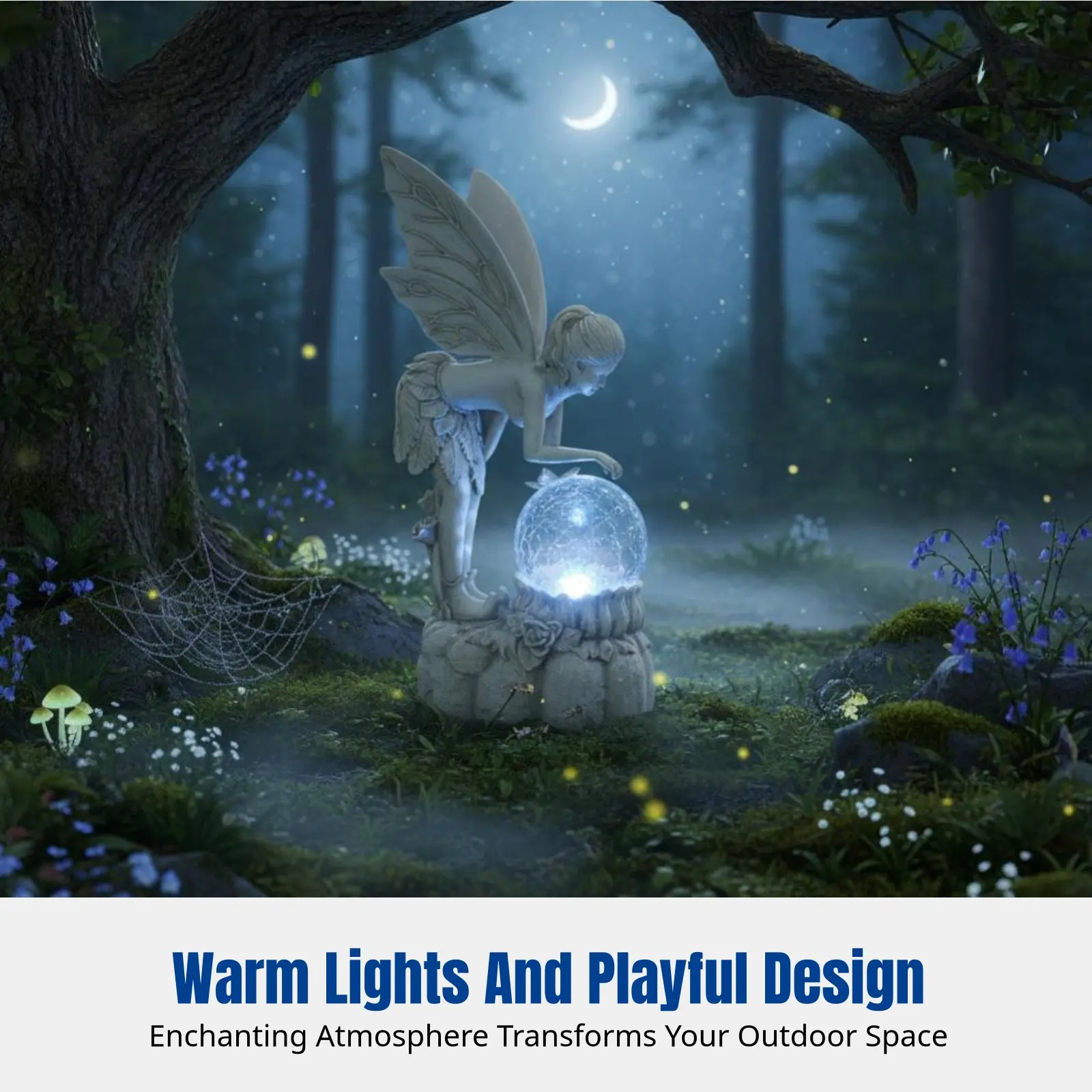 

Хрустальная сферическая фееричная декорация из смолы, солнечный светодиодный садовый светильник, волшебный декор для улицы