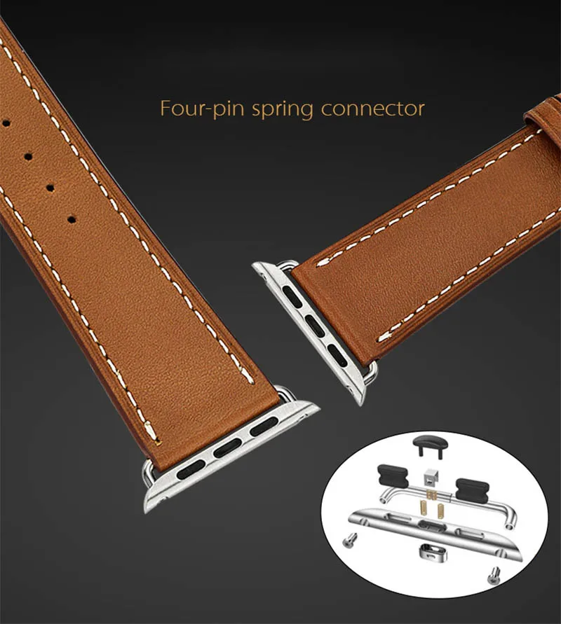 Genuine Leather Loop Strap For Apple Watch band 44mm 45mm 40mm 38mm 41 42mm Logo Buckle Bracelet For iWatch Ultra 2 49mm SE 8 9