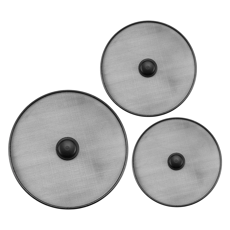3Pcs Kitchen Splash Guard Splatter Screens Frying Pan Splatter Guard Grease Splatter Screen Mesh Oil Proof Pot Lid