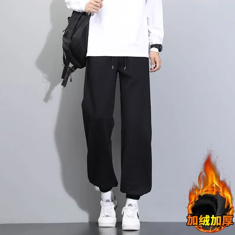 

Men's Autumn And Winter Velvet Thickened Trendy Loose High Street Pants, High-quality Knitted Sports And Leisure Sanitary Pants