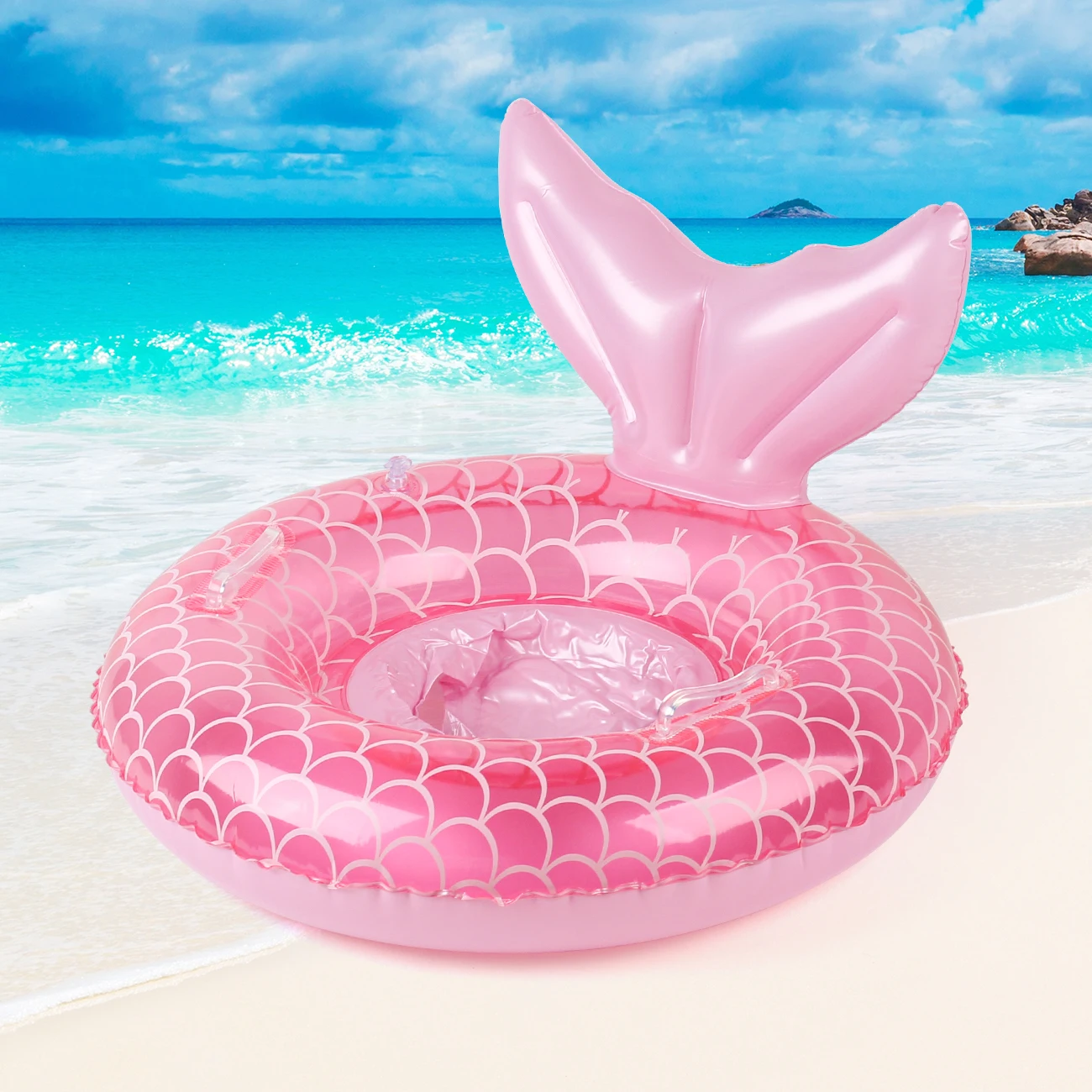 1PC マーメイドスイムフロートリング、スマートスイミングトレーナー、インフレータブルプールフロート、フローティングスイムリング、ビーチサマーエッセンシャル