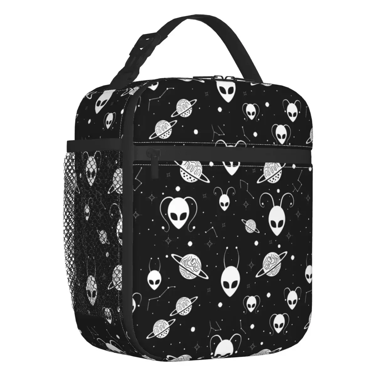 Geweldige Aliens In Het Universum Met Planeet En Sterren Geïsoleerde Lunch Draagtas Voor Vrouwen Herbruikbare Thermische Koeler Voedsel Lunchbox