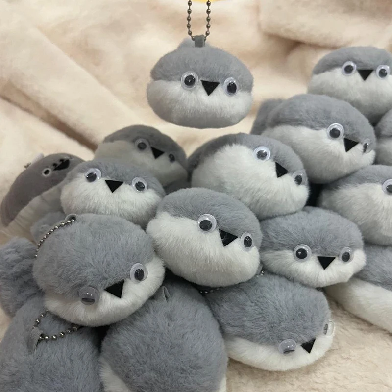 Cartoon Cute Squeaking Sakaban Fish Plush Keychain Soft Stuffed Flat Fish Voice Pendant Bag Decoration Car Key Ring Girls Gift