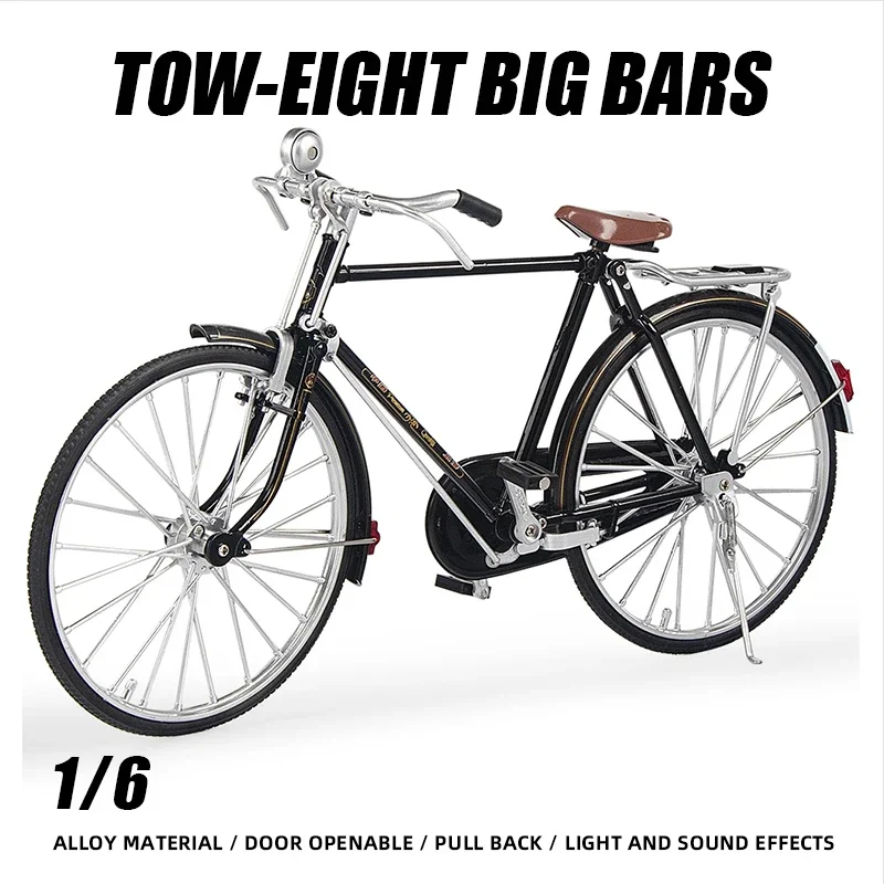 1:6 Retro Classic Two Eight Big Bar Mini Alloy Model Bicycle Diecast Metal Bike Adult Simulation Collection Gift Toy Boy Racing