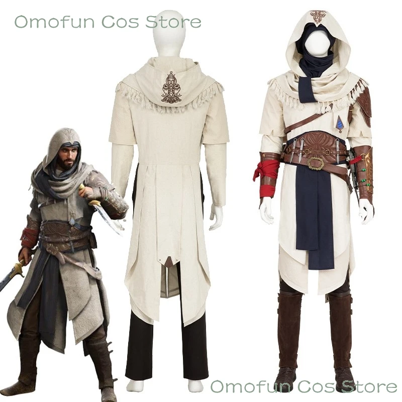 Basim Ibn Ishaq Assassins Creed Cosplay Mirage Basim ibn Is'haq Roleplay Cotume Outfit Performance Clothes Halloween Mens Hooded