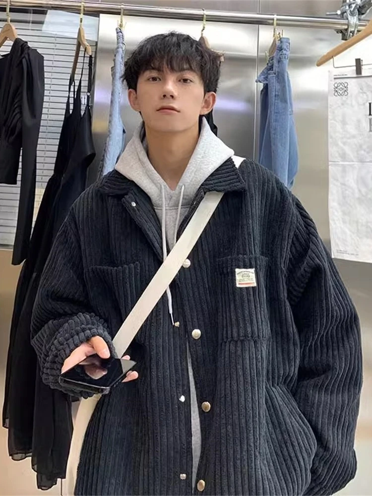 

American Sle Vintage Corduroy Baroque Jaet Men's Spring Autumn Oversize Trendy Workwear Collared irt Youth ular