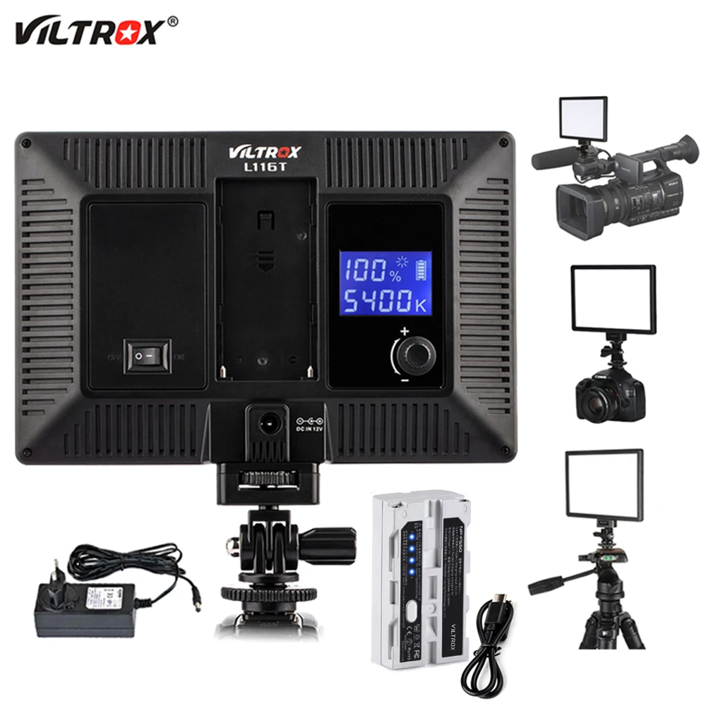 Viltrox L116T Ultra Thin Bi-Color LED Video Light Panel 3300-5600K Dimmable 15W Fill Lighting for DSLR Camera DV Camcorder