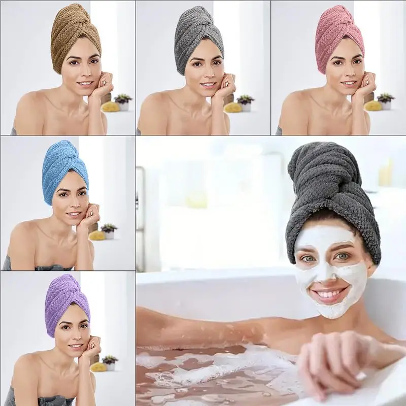 Women Soft Microfiber Towels Shower Cap Towel Bath Hats For Women Dry Hair Cap Quick Drying Soft For Women and Men Dry Hair Hat