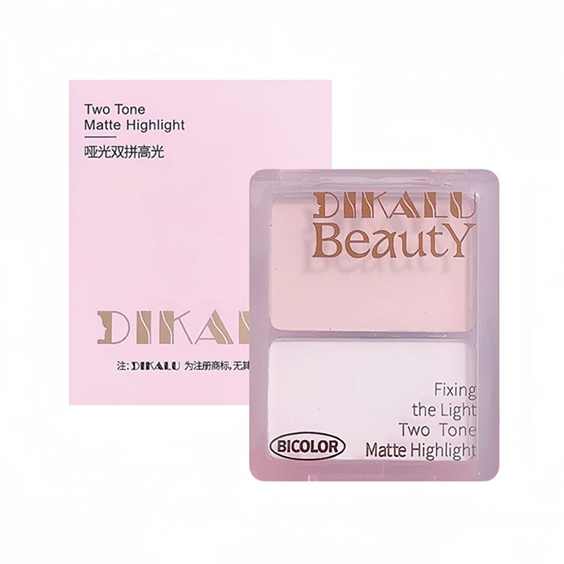 لوحة كونتور مميزة بلونين من DIKALU، هايلايتر أبيض غير لامع، رمادي بني، ظلال أنف، برونزي، بودرة مكياج