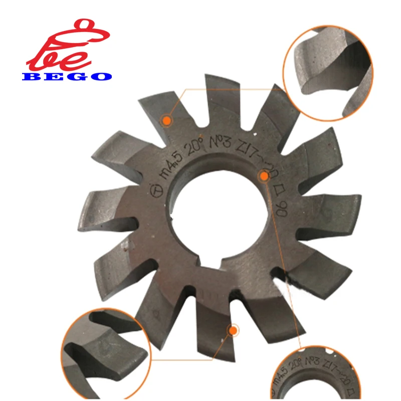 Hss Gear Fresadora Ferramentas de Corte Módulo Pa20 Graus M0.5 M0.75 m1 M1.25 m2 M2.5 m3 M4-m10 No.1-no.8