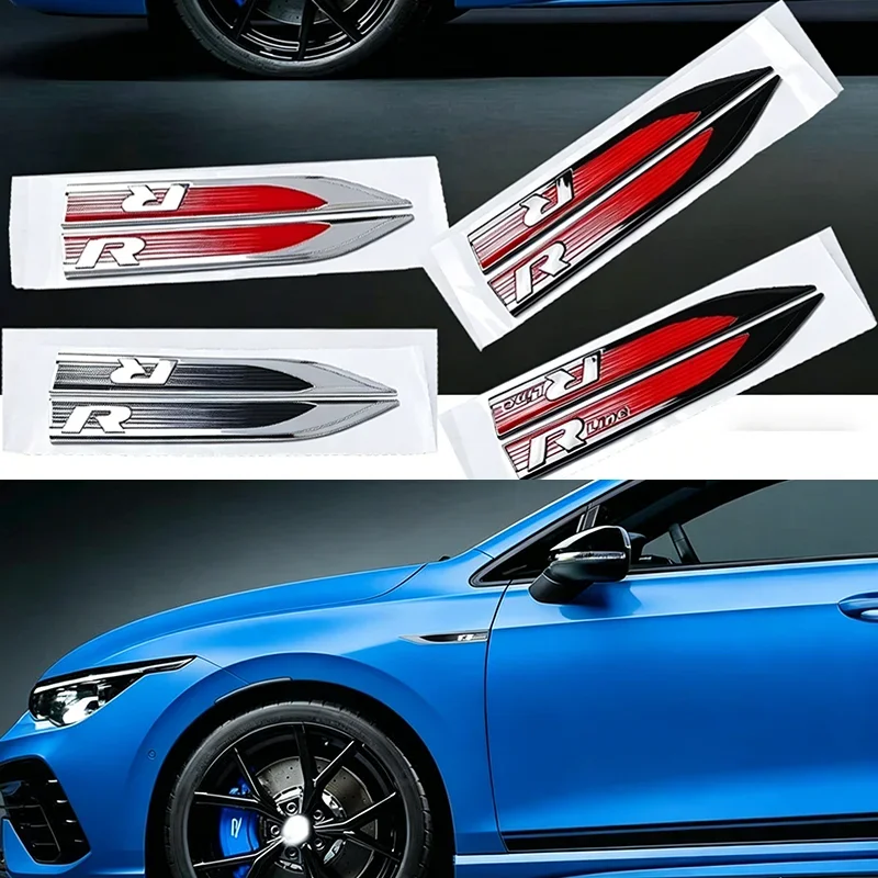 16.2x2cm Car Side Fender Emblem Sticker for VOLKSWAGEN Rline Jetta Atlas Eos Caddy Beetle Magotan GTD CC MK3 Golf Passat Tiguan