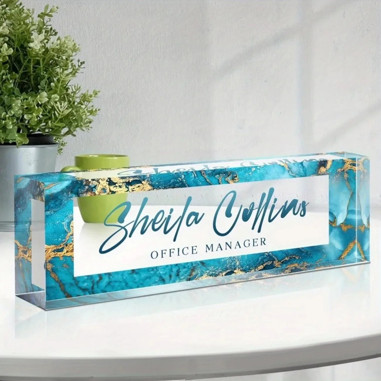 [2D Plat] Plaque de bureau personnalisée en acrylique amusante, Décoration de bureau personnalisée, Cadeau de remerciement pour employés, Uniquement pour la décoration