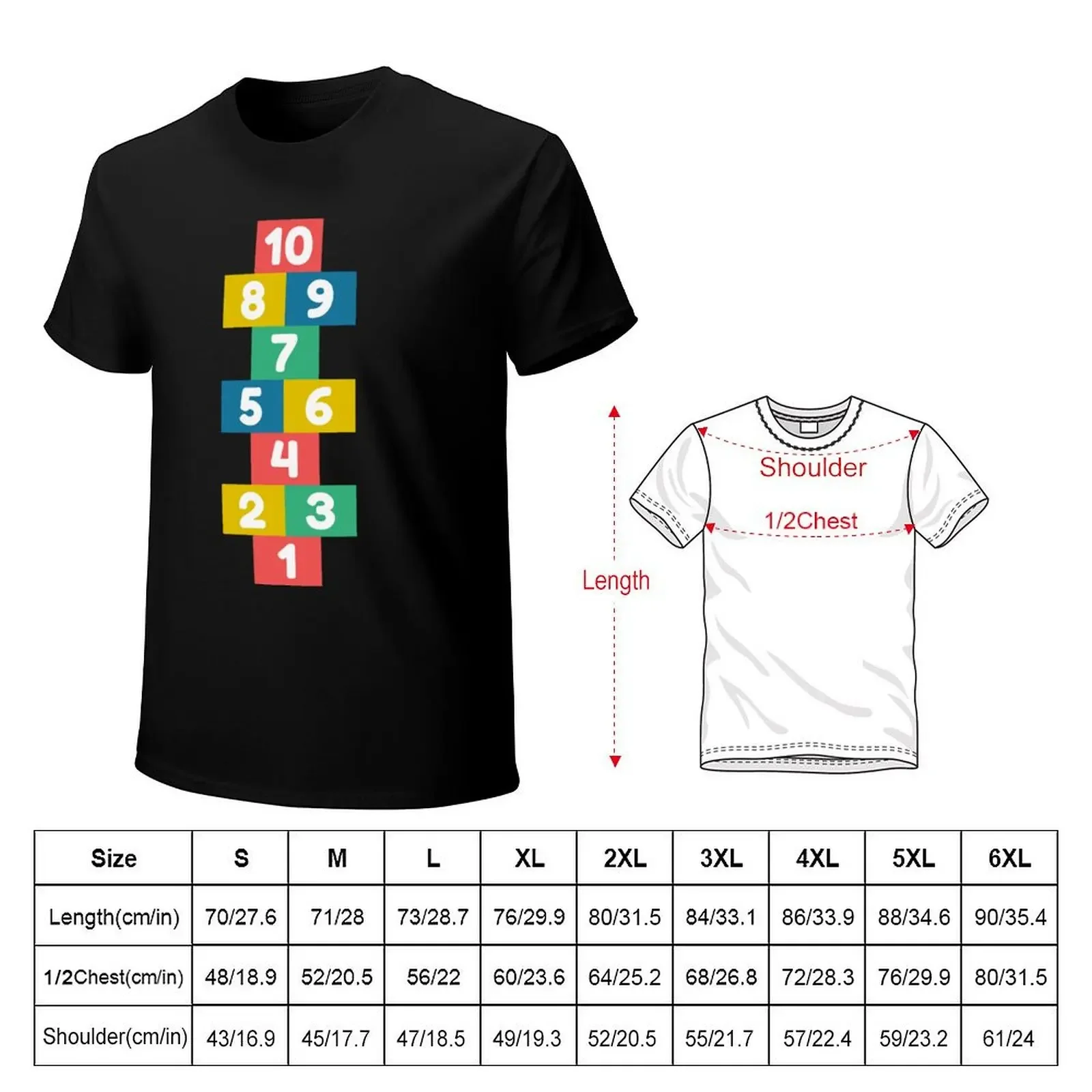 Colorful Hopscotch T-shirt summer clothes cute tops sweat t shirts for men cotton