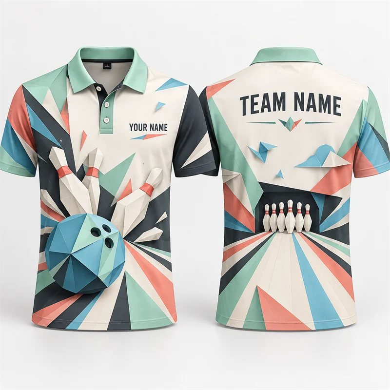 Short Sleeve Bowling Shirt Retro - Personalized Bowling Polo Shirt Custom Name