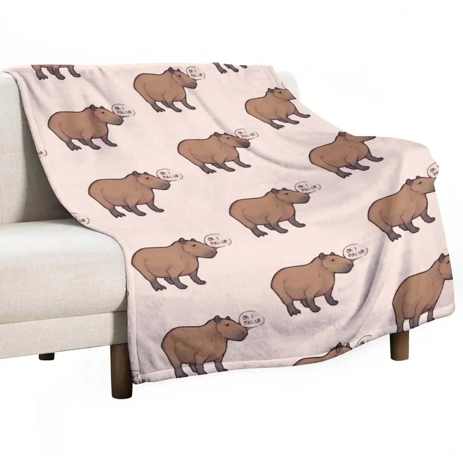 Capybara | Ok I pull up. Throw Blanket halloween Hairys Furry Hair Flannel cosplay anime Blankets