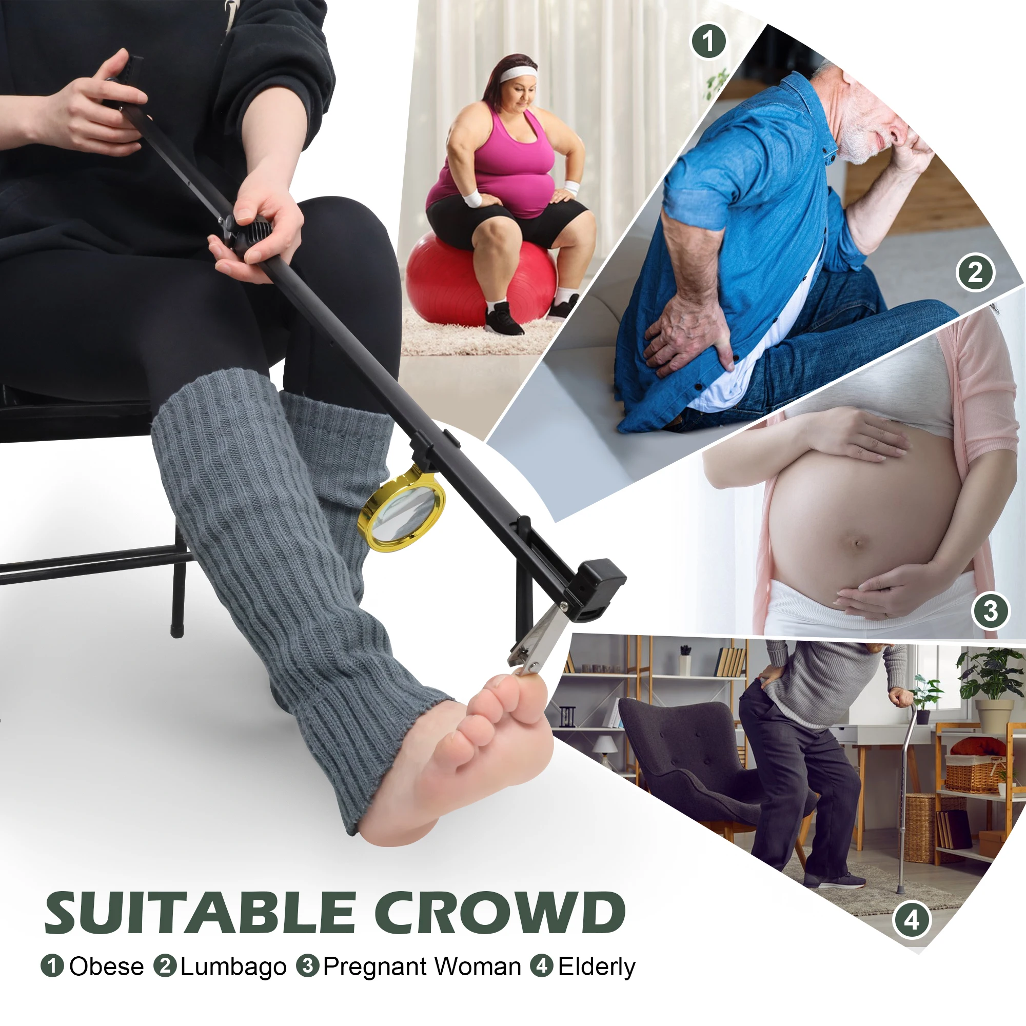 Zehennagelknipser mit langem Griff und Lupe – breiter Schnittbereich & ergonomisches Design für Senioren, Arthritis & eingeschränkte Mobilität, robust – Detail 6