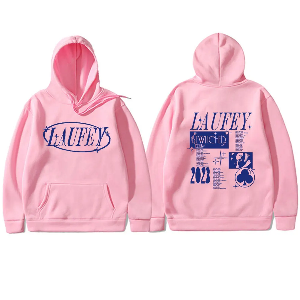 Laufey The Bewitched Tour Hoodie Pria Wanita, Sweatshirt Hip Hop kasual ukuran besar Unisex modis hadiah penggemar