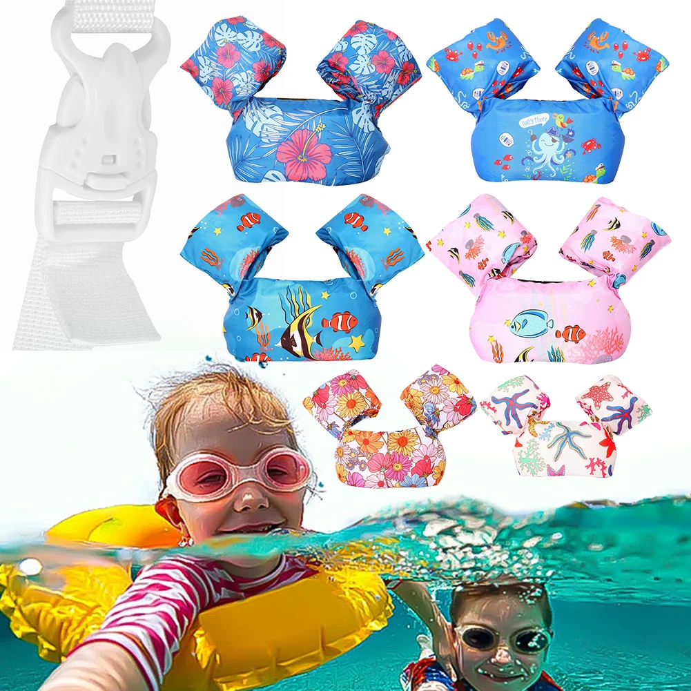 Kids Swim Vest Foam Arm Ring Cute Baby Swim Floaties Cartoon Swim Training Jacket Floating Safety Jacket for 2 To 6 Years