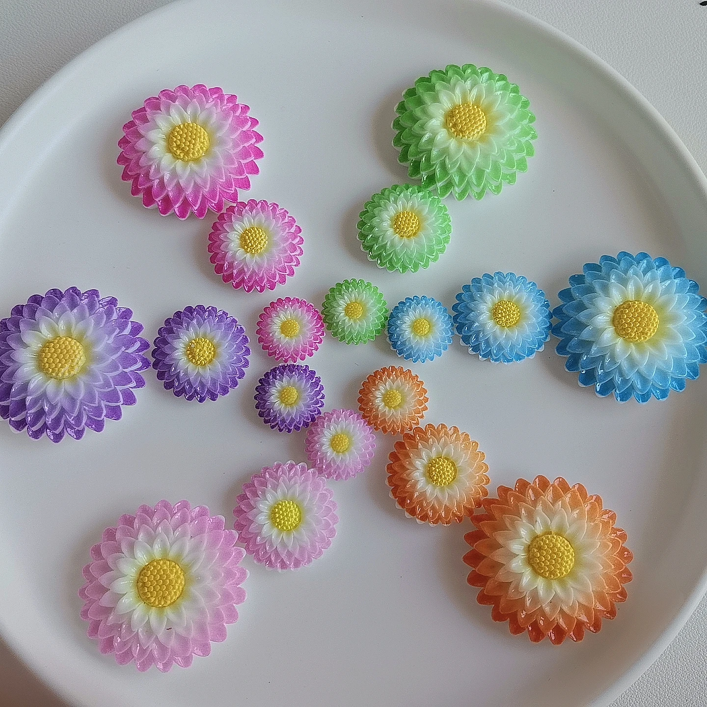 Shiny Flower Series Resin Flat Back Cabochons For Hairpin Scrapbooking DIY Jewelry Craft Decoration Accessories