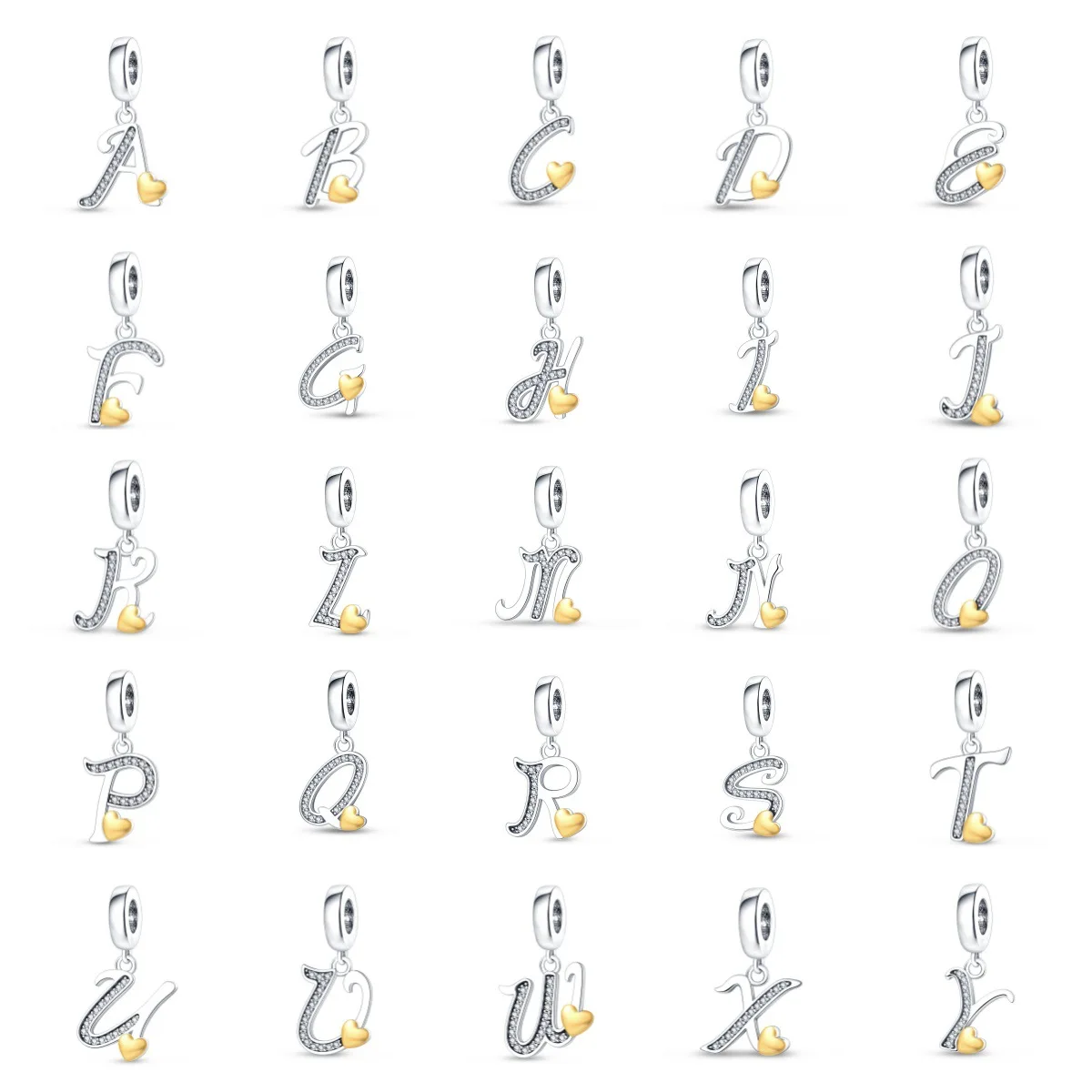 

High-quality Ladies' Silver Mother's Day Heart-shaped Pendant Beads Inlaid with White Stones, Light Luxury Bracelet Accessories