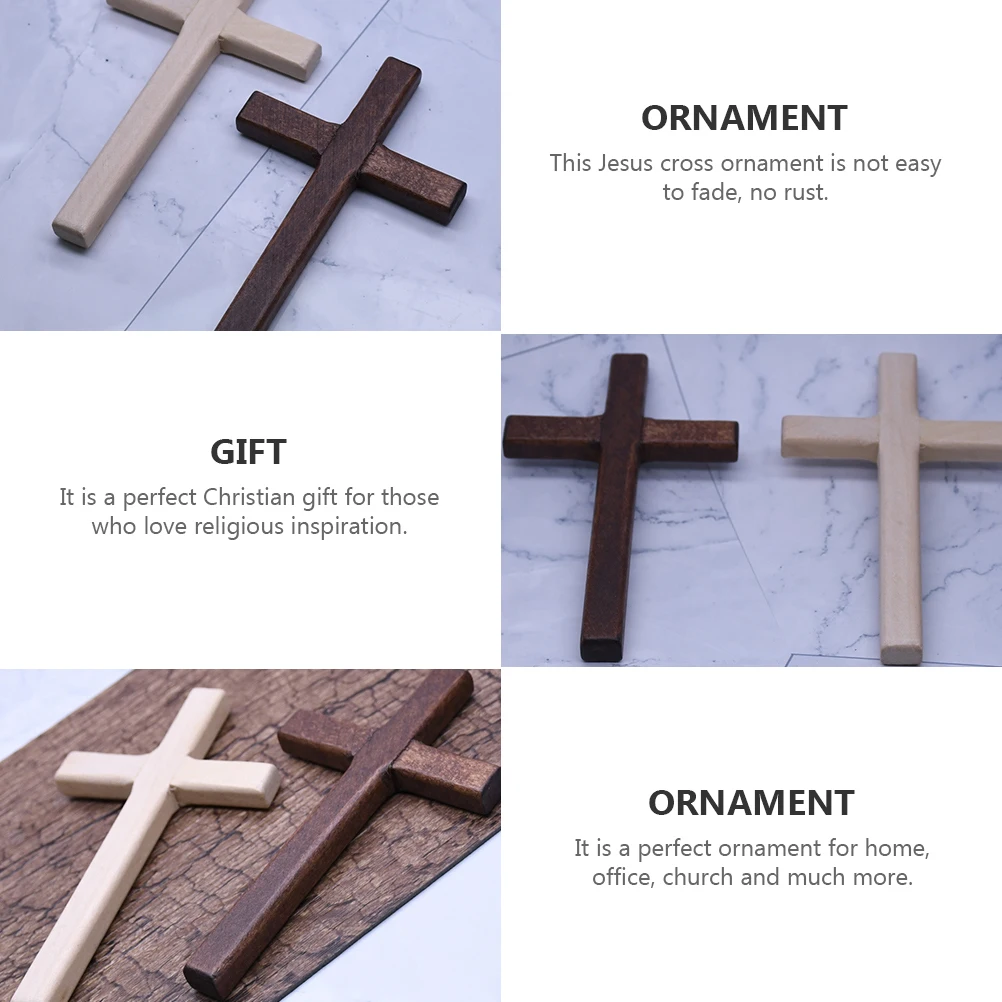 

9pcs Wooden Cross Ornaments Handmade DIY Mini Crosses Decor Religious Prayer Home Office Church Brown Wine Color