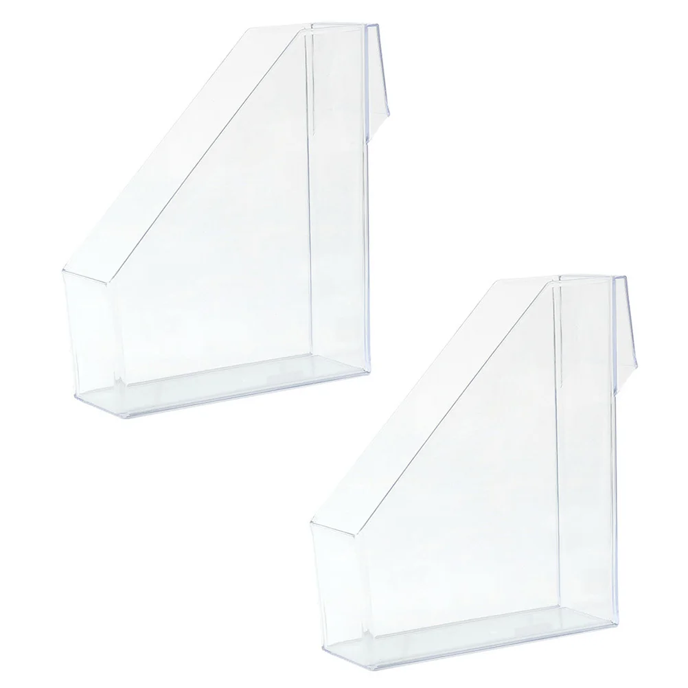 

2pcs Transparent File Storage Racks Acrylic Bookshelf Office Document Organizer Stand Box For Books Magazines Newspapers