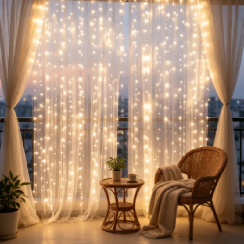 LED Curtain Lights, Fairy Garland Lights for Christmas Halloween Wedding Party Home Garden Decor