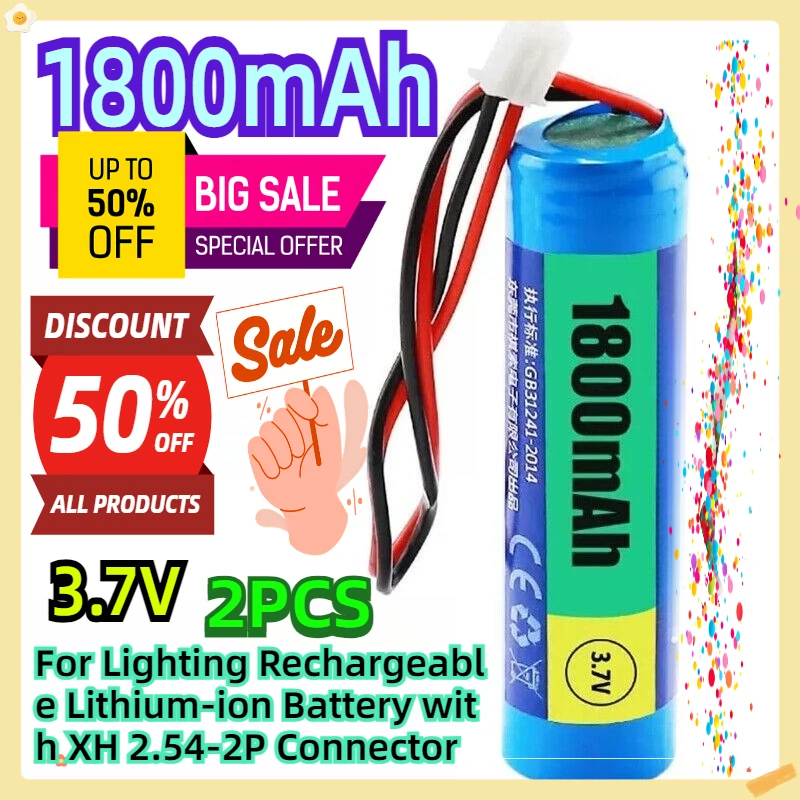 For Lighting 3.7V 1800mAh Rechargeable Lithium-ion Battery with XH 2.54-2P Connector 2pcs