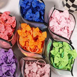 5/10/20Pcs/Lot Solid Color Bows Elastic Hair Bands For Kids School Bows Headband Hair Ties Headwear Hair Accessories For Girls