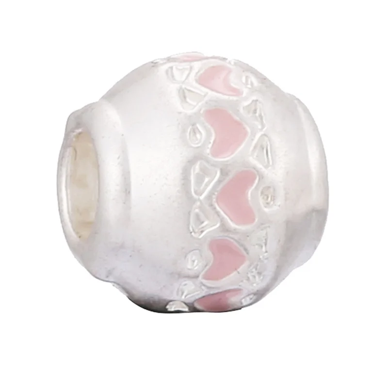 

Hot Sale New Silver plated Classic pink alloy pendant Charm Beads Bracelet Necklace DIY Jewelry Accessorie