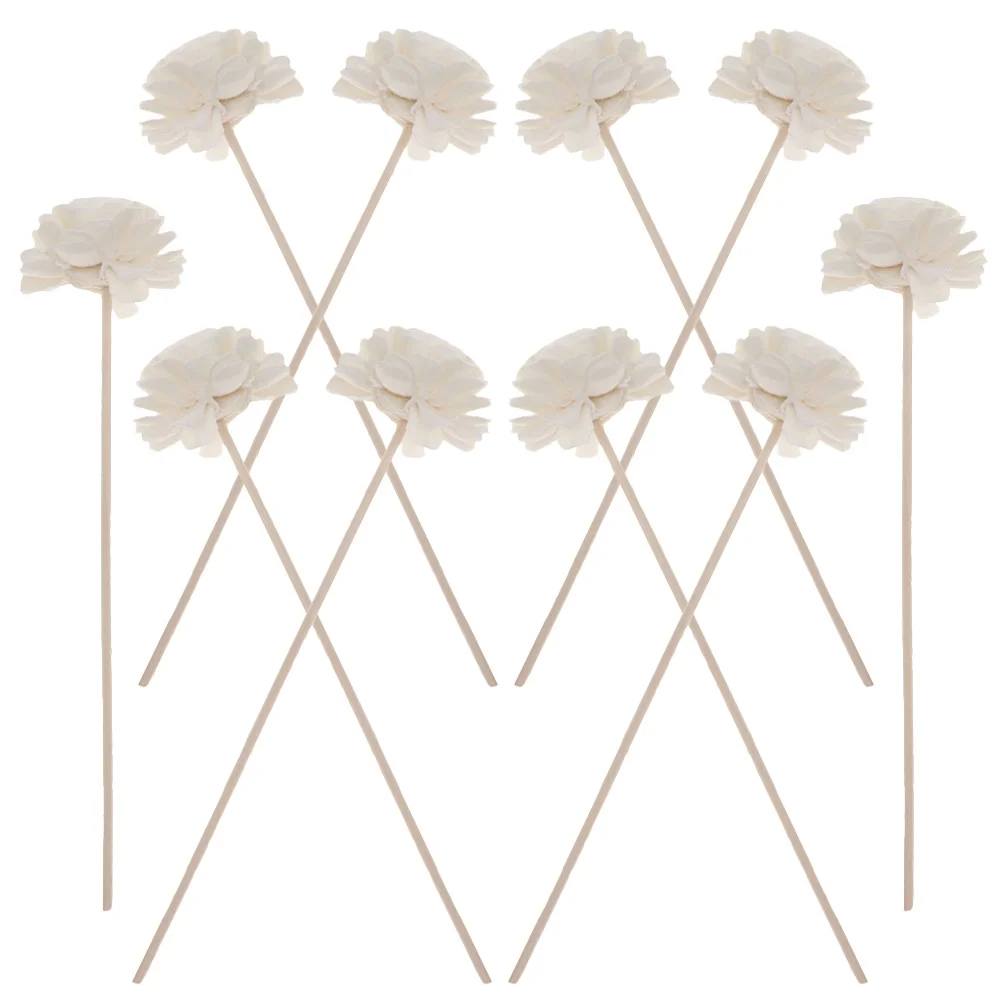 Bâtons de diffuseur en rotin avec dessus de fleurs, 10 pièces, diffuseurs d'arôme rechargeables pour parfum de pièce, décoration de parfum de voiture et de maison