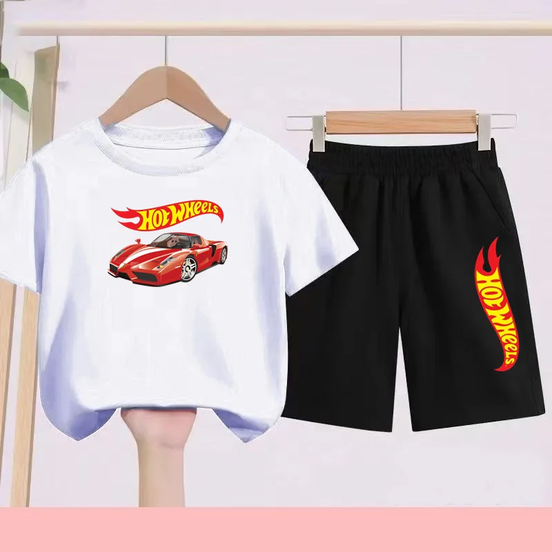

Summer Sports Set for Children Aged 3-13 - Cartoon Animation Car Pattern Children's Gift T-shirt + Shorts Quick-drying Set