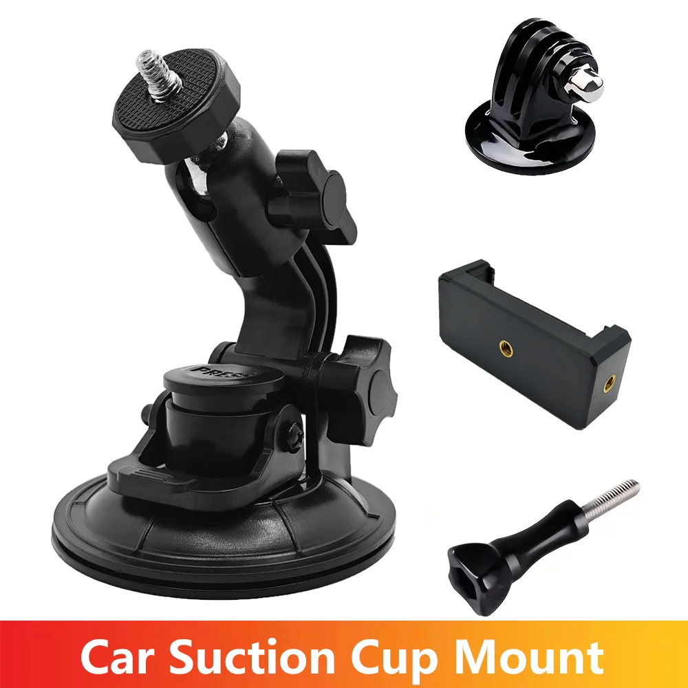 حامل تثبيت على شكل كأس شفط للسيارة مع حامل هاتف لكاميرات GoPro Hero 13 12 11 10 9 8 7 الذكية DJI OSMO Action 5 PRO 4 3 2