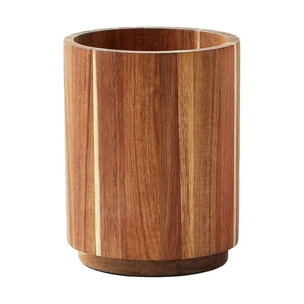 

Wooden Kitchen Utensil Holder 360° Rotatable 16.5cm Large Fork Organizer Rotating Rustic Tableware Storage Shelf
