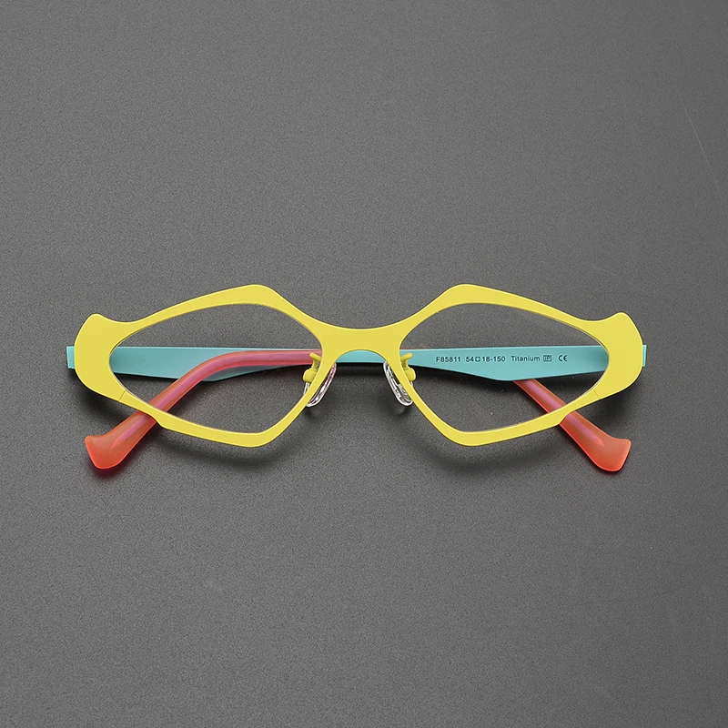 

Colorful cat eyes personality literary ultralight titanium glasses frame niche fashion retro polygon prescription myopia glasses