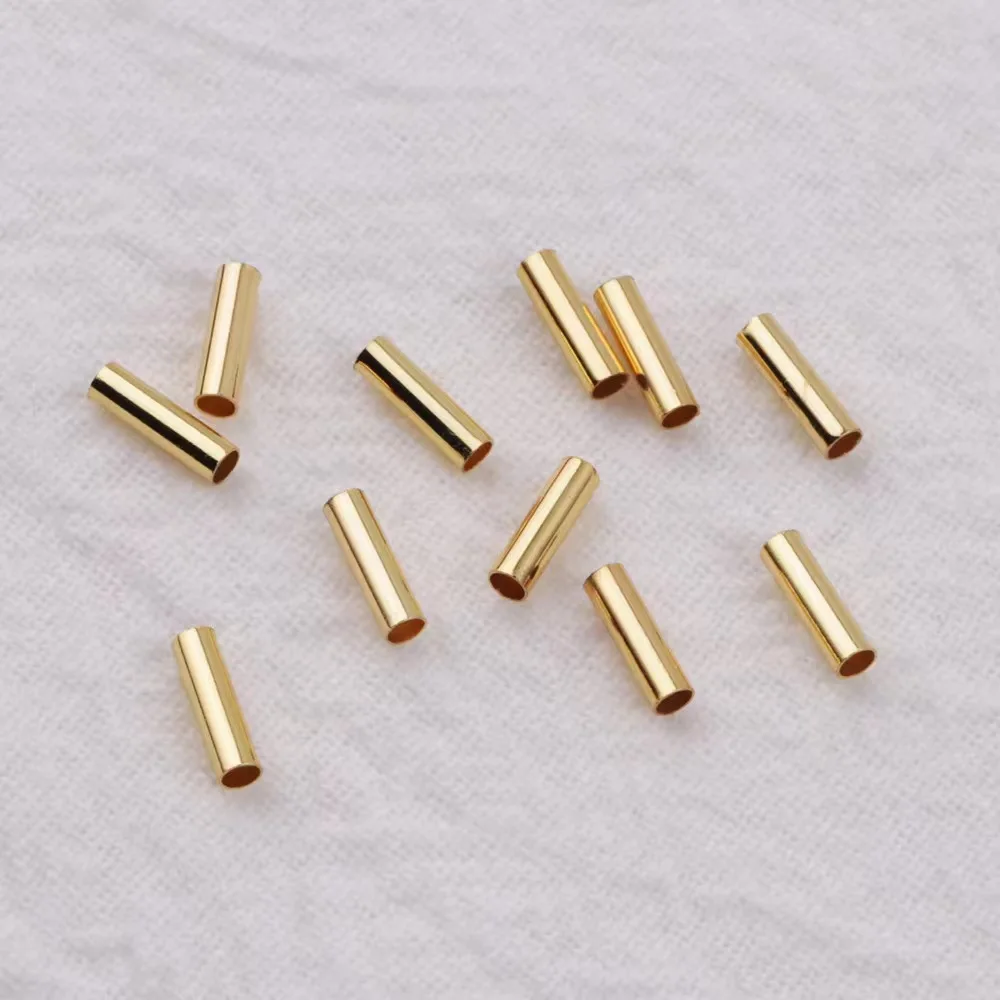 100Pcs Straight Long Tube Brass Beads Necklace Loose Spacer Beads for DIY Jewelry Making Accessories