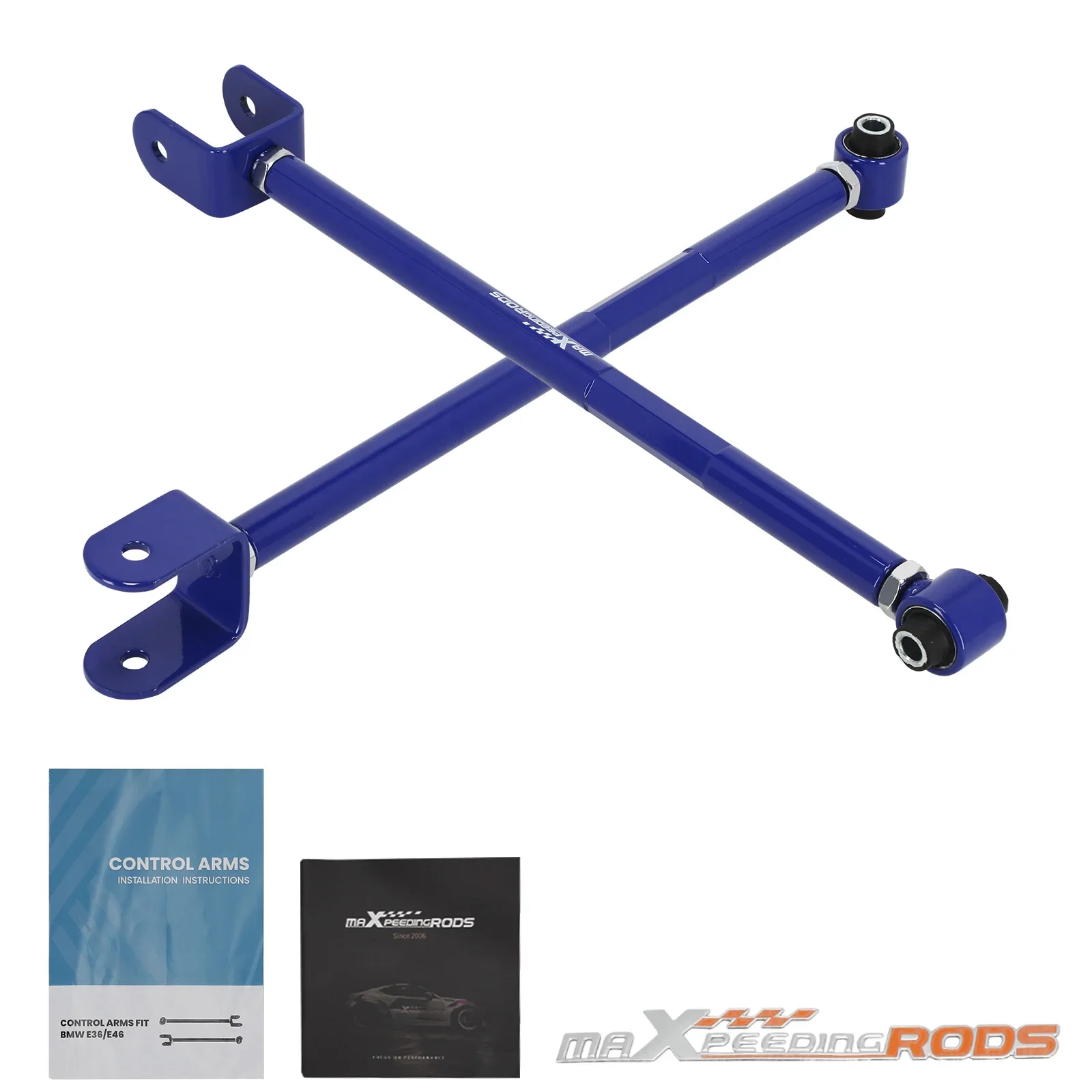 Adjustable Blue Powder-Coated Steel Rear Lower Camber Control Arm Pair For E36 316 M3 E46 Z4