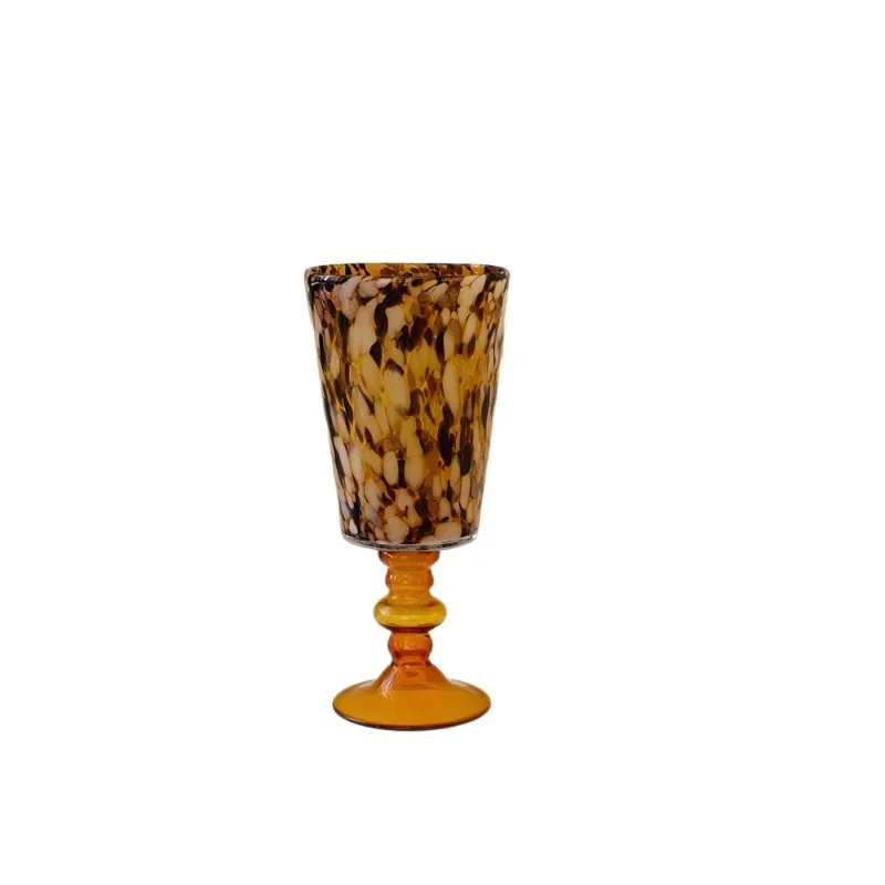 

Medieval glass vase amber tall French wind lamp handmade glass art flower ware