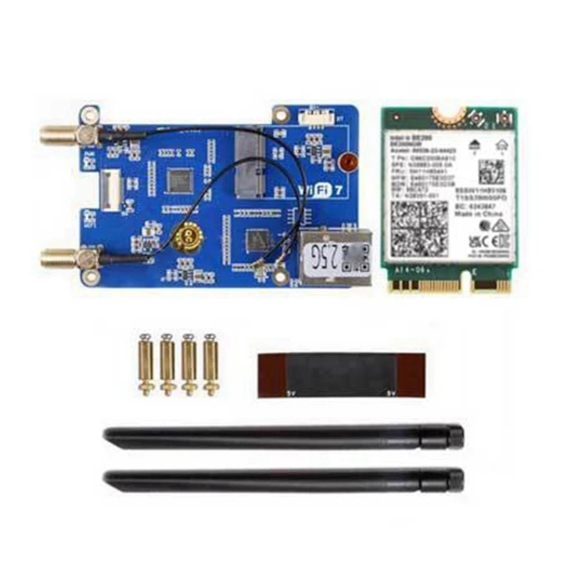 MPW2.5G For Raspberry Pi 5 Expansion Board PCIE To Wifi7 2.5G ETH With Wifi Module Antenna RTL8125 M.2 Ekey For RPI 5