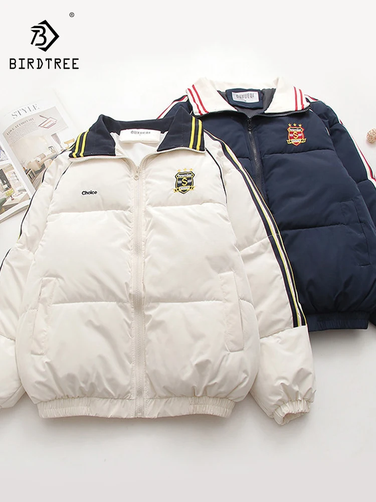 New 2025 Autumn Padded Jacket, Women Lapel Embroidery, Mori Girl Preppy Style OL Commute Warm Loose Outerwear, Winter C5N160CC