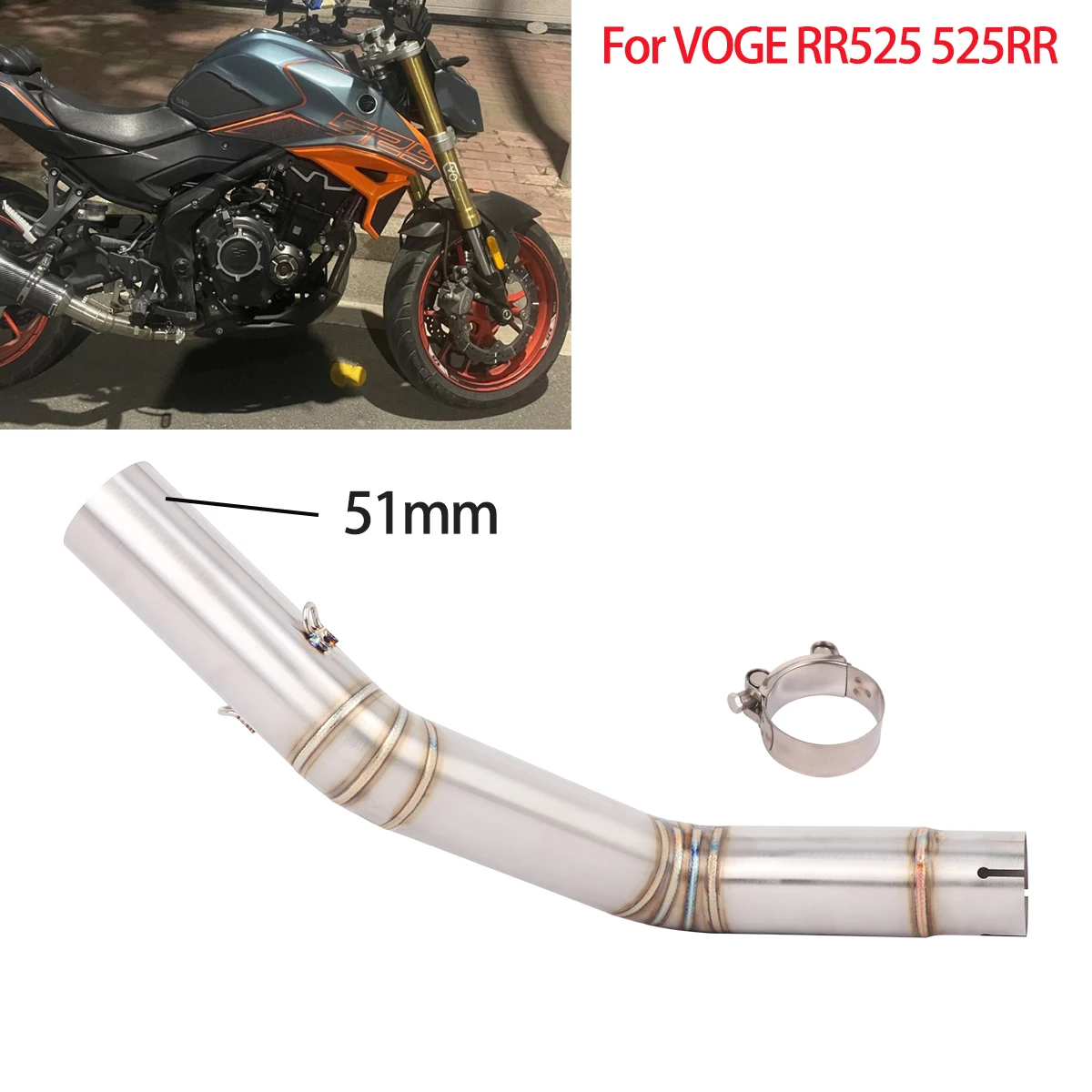 

Соединительная труба (слинк-пайп) для выхлопной системы VOGE RR525 525RR, модифицированный глушитель, 51 мм, нержавеющая сталь