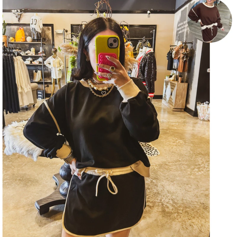 Skirt Pant Set Women Two Piece Sets Matching Sets Dress Sets Tops Casual Shorts Skirts Lace Up Elastic Waist Streetwear 2025