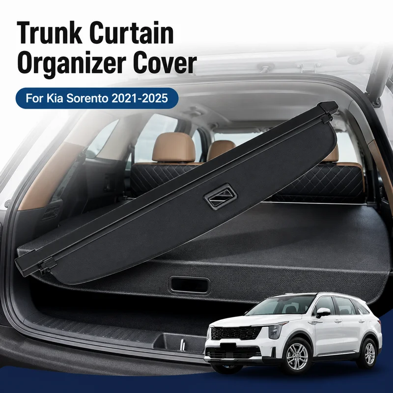 Auto Trunk Curtain Organizer Cover For Kia Sorento 2021-2025 Car Cargo Cover Trunk Rear Rack Luggage Storage Waterproof Shield