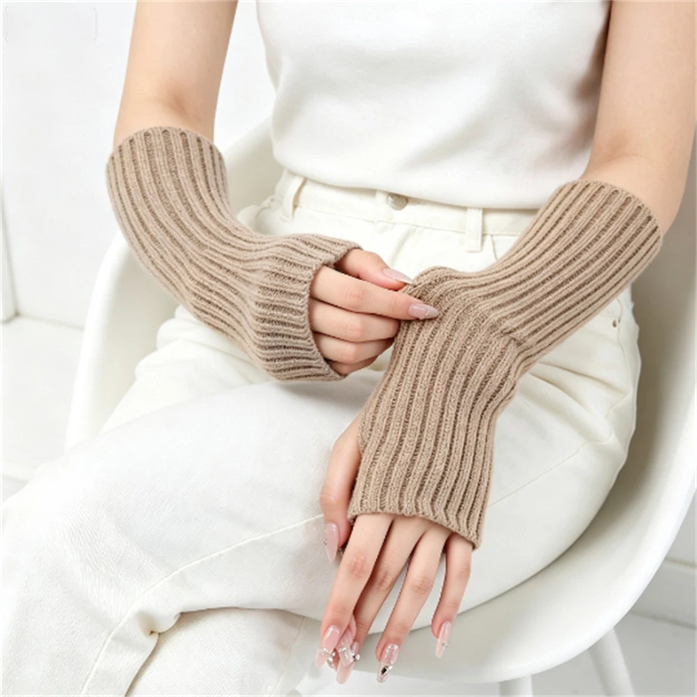 Knit Arm Sleeves Autumn Winter Hand Long Gloves Arm Warmers Multicolor Winter Soft Elastic Half-Finger Hand Accessories