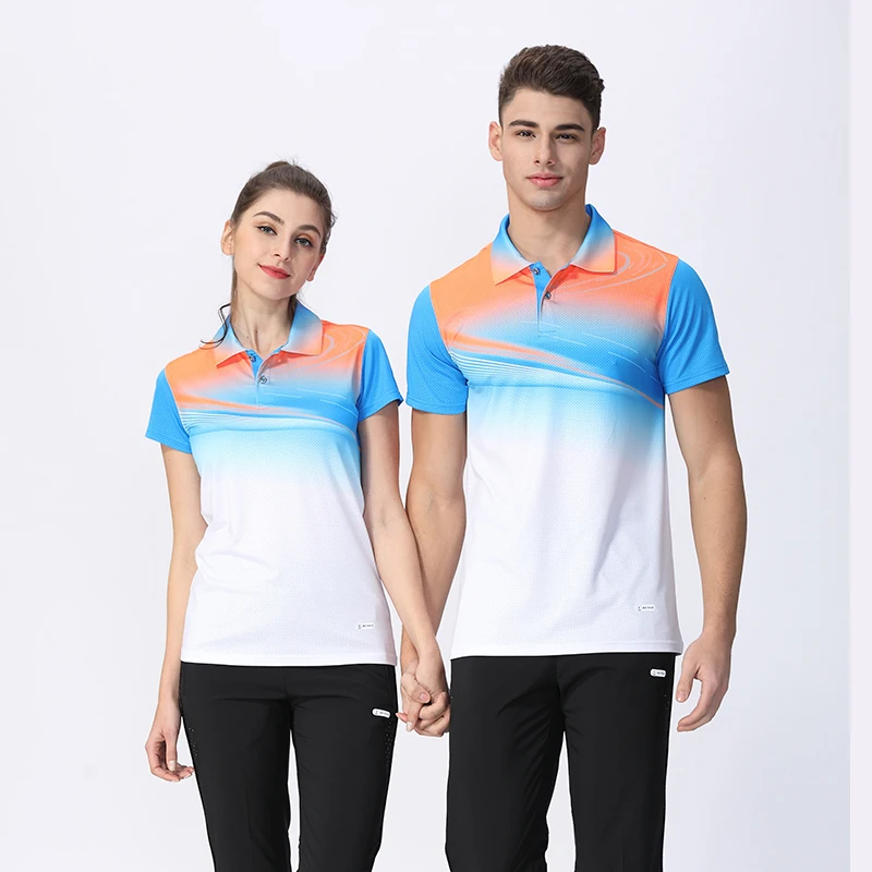 Couples T-Shirt Polo Run Sports Quick Drying Men Aan Women Short Sleeve Gym Badminton Tennis Volleyball Goif Match Training Suit