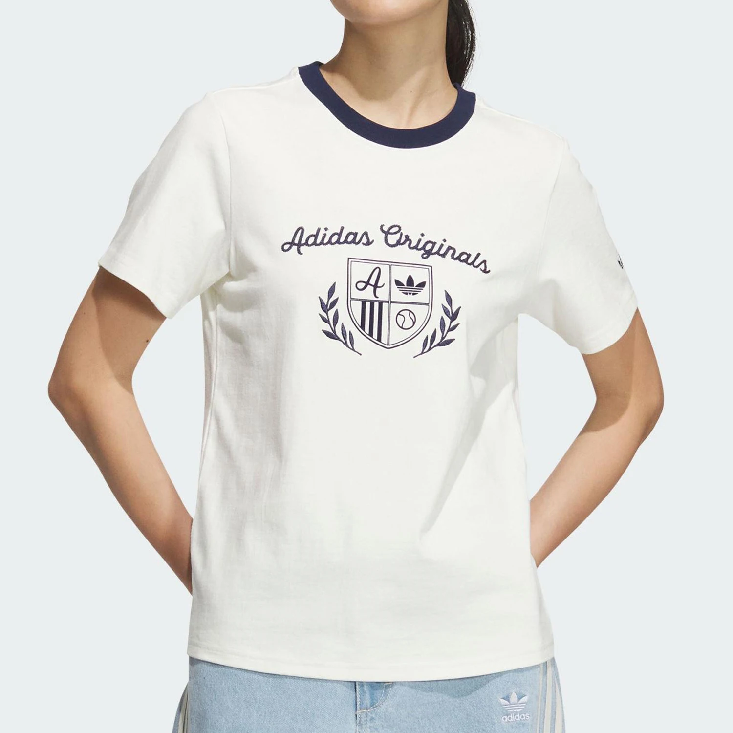 

Adidas Official Authentic Three Stripes Women's Retro Print Short Sleeve T-Shirt JM8009