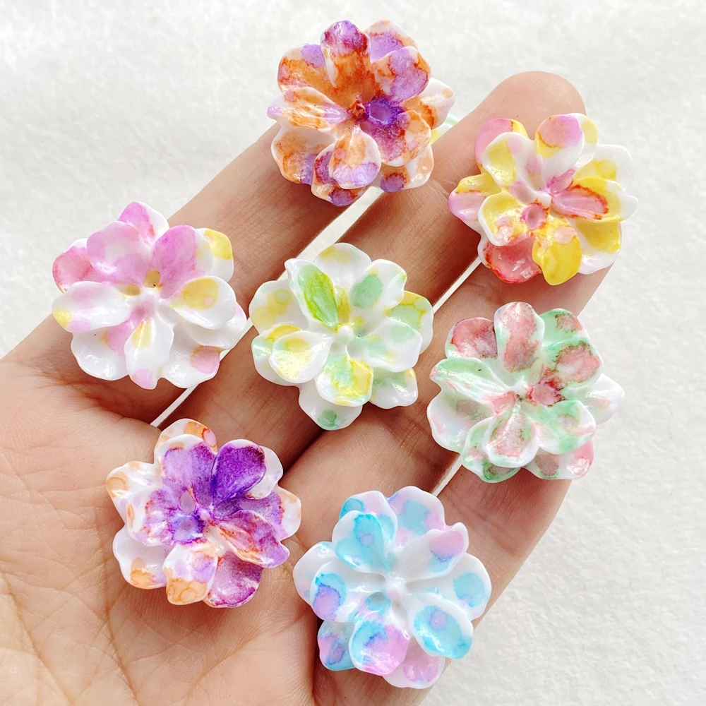 10Pcs Cute Cartoon Flower Series Resin Figurine Crafts Flatback Cabochon Ornament Jewelry Making Hairwear Accessories